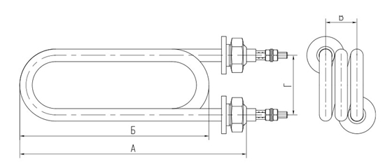 Изображение 3.15 kW-100cm Ūdenim TEN A13 J 220 spiral g=6 A=27