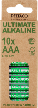 Изображение AAA LR03 baterija 1.5V Deltaco Ultimate Alkaline iepakojumā 10 gb.