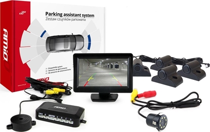 Attēls no AMiO Zestaw czujników parkowania tft01 4,3" z kamer hd-308-led 4 sensory czarne truck