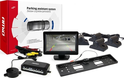 Attēls no AMiO Zestaw czujników parkowania tft01 4,3" z kamer hd-402-led 4 sensory czarne truck