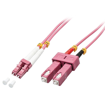 Picture of Lindy 46364 fibre optic cable 10 m LC SC OM4 Pink