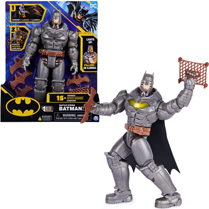 Изображение DC Comics , Battle Strike Batman 12-inch Action Figure, 5 Accessories, 20+ Sounds, Collectible Kids Toys for Boys and Girls Ages 3 and Up