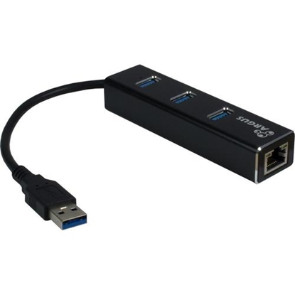 Изображение USB3.0 HUB 3Port Inter-Tech Argus IT-310 1x RJ45 Gigabit Lan passiv Black