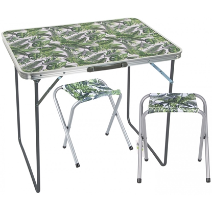 Изображение Kempinga saliekamais galds 80x60x70 cm un 2 Jungle krēsli