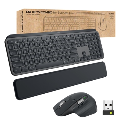 Picture of Logitech MX Keys combo for Business Gen 2 keyboard Mouse included RF Wireless + Bluetooth QWERTZ German Graphite