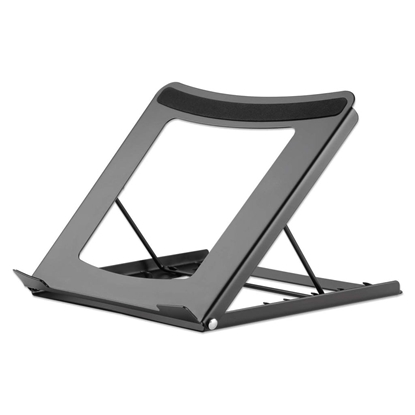 Picture of Manhattan Laptop and Tablet Stand, Adjustable (5 positions), Suitable for all tablets and laptops up to 15.6", Portable and Lightweight, Steel, Black, Lifetime Warranty