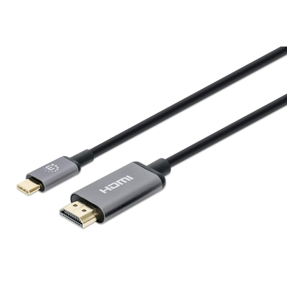 Picture of Manhattan USB-C to HDMI Cable, 4K@30Hz, 2m, Black, Equivalent to CDP2HD2MBNL, Male to Male, Three Year Warranty, Polybag