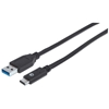 Picture of Manhattan USB-C to USB-A Cable, 1m, Male to Male, 10 Gbps (USB 3.2 Gen2 aka USB 3.1), 3A (fast charging), Equivalent to Startech USB31AC1M, SuperSpeed+ USB, Black, Lifetime Warranty, Polybag