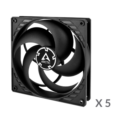 Picture of ARCTIC P14 with PWM PST Pressure-optimised Fans, 4-pin, 140mm, black, 5pcs