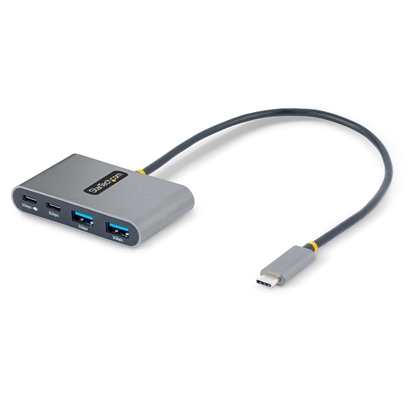 Attēls no StarTech.com 4-Port USB-C Hub with 100W Power Delivery Pass-Through - 2x USB-A + 2x USB-C - USB 3.0 5Gbps - 1ft (30cm) Long Cable - Portable USB Type-C to USB-A/C Hub