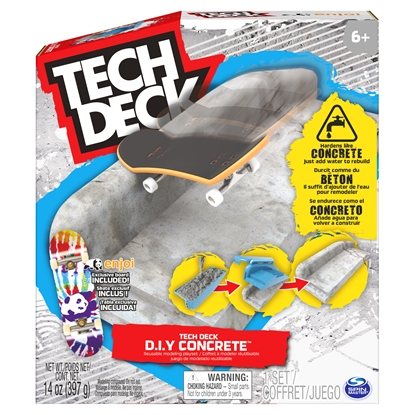 Изображение Tech Deck DIY Concrete Reusable Modeling Playset with Exclusive Enjoi Fingerboard, Rail, Molds, Skatepark Kit, Kids Toy for Boys and Girls Ages 6 and up