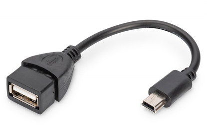 Attēls no DIGITUS USB 2.0 Adapterkabel, OTG, Typ Mini B - A St/Bu 0,2m