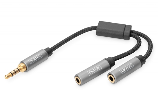 Изображение Kabel adapter audio splitter MiniJack 3,5mm /2x 3,5mm MiniJack M/Ż nylon 0,2m
