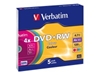 Picture of 1x5 Verbatim DVD+RW 4,7GB 4x Speed Colour Surface Slimcase