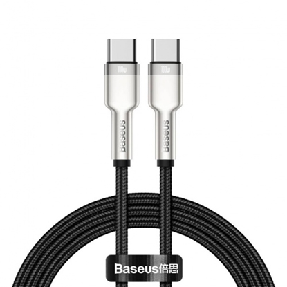 Attēls no Baseus USB-C to USB-C Cafule, Fast Charge 100W (20V/5A), data 480Mbps, 2m (Black)
