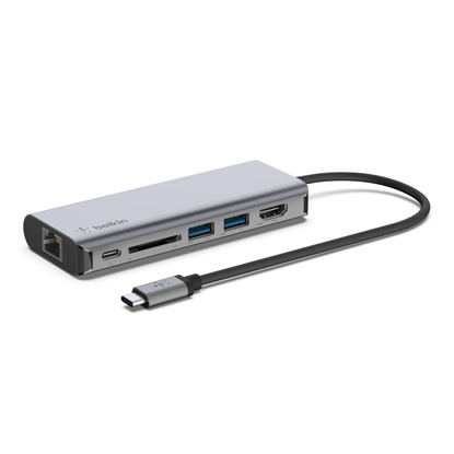 Изображение Belkin AVC008BTSGY laptop dock/port replicator USB 3.2 Gen 1 (3.1 Gen 1) Type-C Black, Grey