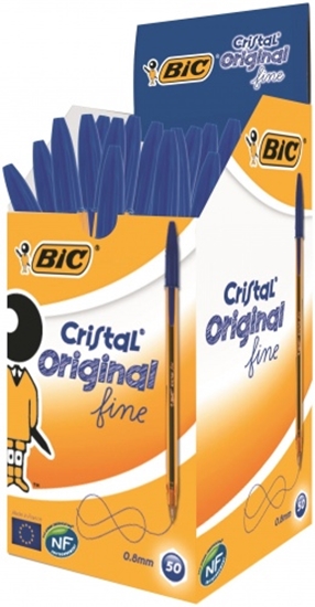 Picture of BIC Ball pen CRISTAL FINE 0.3 mm, blue, Box 50 pcs. 134478