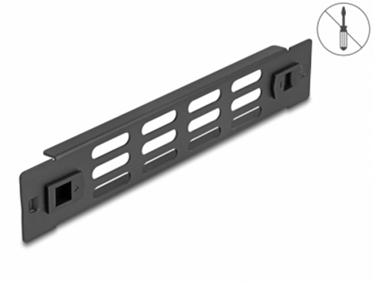 Изображение Delock 10″ Network Cabinet Panel with ventilation slots tool free 1U black