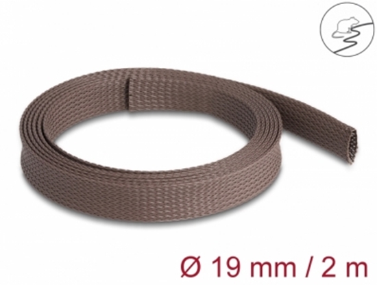 Picture of Delock Braided Sleeve rodent resistant stretchable 2 m x 19 mm brown