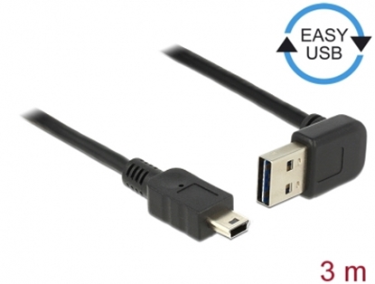 Attēls no Delock Cable EASY-USB 2.0 Type-A male angled up / down > USB 2.0 Type Mini-B male 3 m