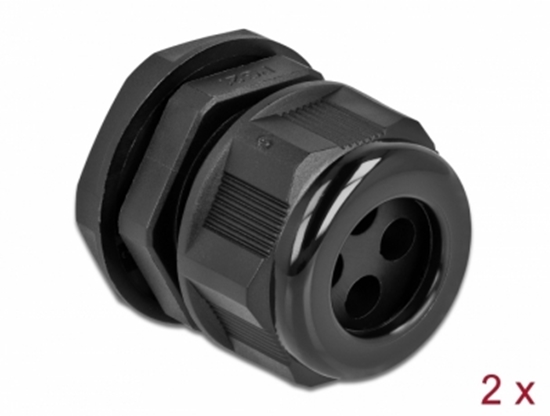 Изображение Delock Cable Gland PG21 for round cable with four cable entries black 2 pieces