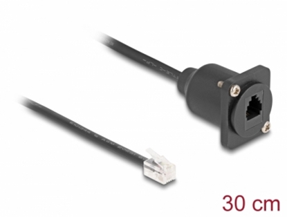 Picture of Delock D-Type RJ10 cable plug to jack black 30 cm