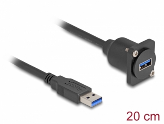 Изображение Delock D-Type USB 5 Gbps Cable Type-A male to Type-A female black 20 cm