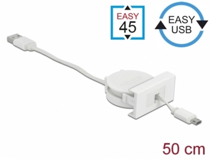 Attēls no Delock Easy 45 Module USB 2.0 Retractable Cable USB Type-A to EASY-USB Type Micro-B white