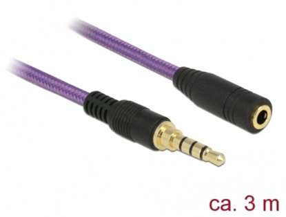 Attēls no Delock Extension Cable Audio Stereo Jack 3.5 mm male / female iPhone 4 pin 3 m purple