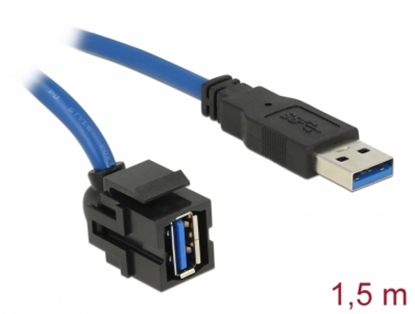 Picture of Delock Keystone Module USB 5 Gbps type-A female 250° to type-A male with 1.5 m cable black