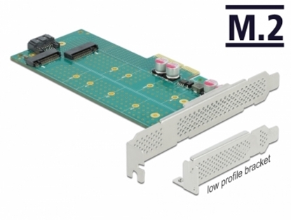 Attēls no Delock PCI Express x4 Card to 1 x M.2 Key B + 1 x NVMe M.2 Key M - Low Profile Form Factor