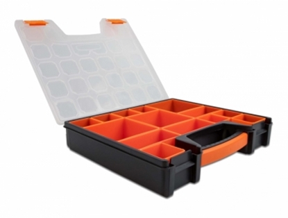 Attēls no Delock Sorting box with 14 compartments 312 x 272 x 60 mm orange / black