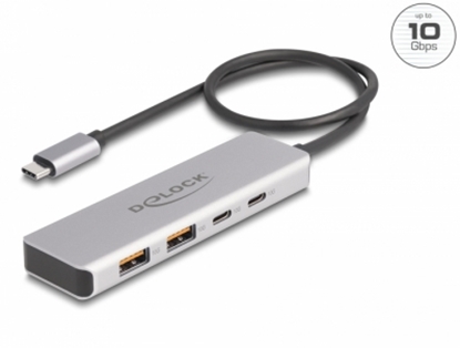 Изображение Delock USB 10 Gbps USB Type-C™ Hub with 2 x USB Type-A and 2 x USB Type-C™ with 35 cm connection cable