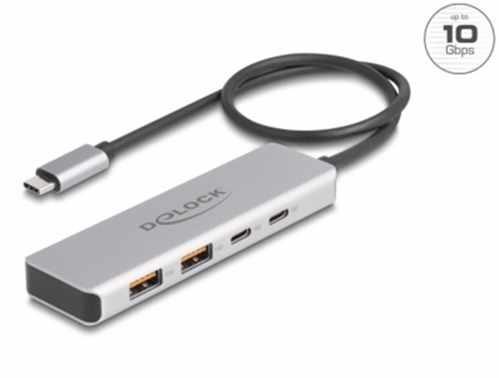 Picture of Delock USB 10 Gbps USB Type-C™ Hub with 2 x USB Type-A and 2 x USB Type-C™ with 35 cm connection cable