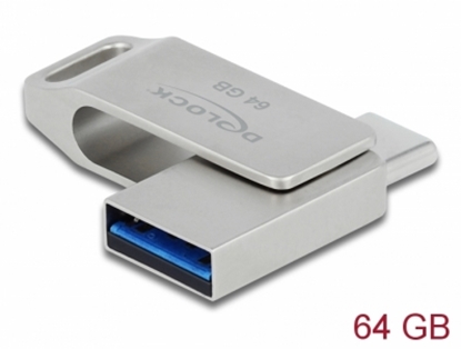 Attēls no Delock USB 3.2 Gen 1 USB-C™ + Type-A Memory Stick 64 GB - Metal Housing