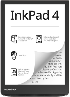 Picture of E-Reader|POCKETBOOK|InkPad 4|7.8"|1872x1404|1xAudio-Out|1xUSB-C|Micro SD|Wireless LAN|Bluetooth|PB743G-U-WW