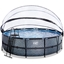 Picture of EXIT Akmens dizaina baseins ø488x122cm ar kupolu, smilšu filtru un siltumsūkni – pelēka
