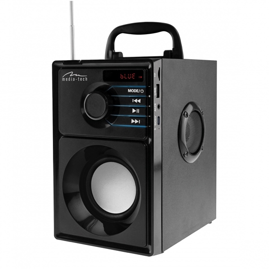 Изображение Głośnik BOOMBOX SILVER MT3179 Bluetooth 5.1+EDR/FM/MP3/MicroSD/USB/AUS/Pilot/USB-C/LED/RMS 15W/PMPO 600W