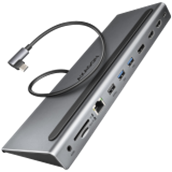 Picture of HMC-4KX3 Wieloportowy hub USB 5Gbps, 3x USB-A, 2x HDMI + DP + GLAN +  SD/microSD + audio, PD 100W