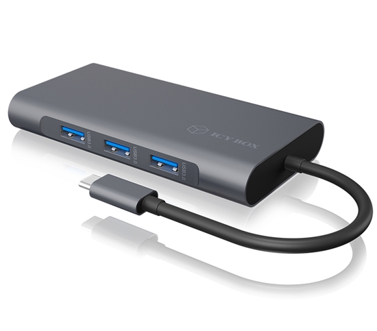 Изображение ICY BOX IB-DK4040-CPD Wired USB 3.2 Gen 1 (3.1 Gen 1) Type-C Anthracite, Black