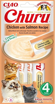 Picture of INABA Churu Chicken with salmon recipe - cat treats - 4x14 g