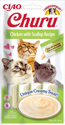 Picture of INABA Churu Chicken with Scallop Recipe - cat treats - 4x14 g