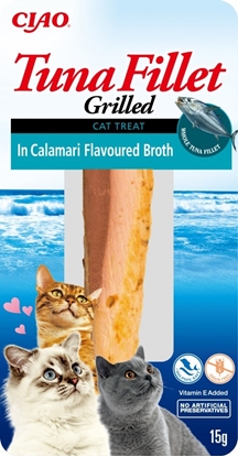 Изображение INABA Grilled Tuna in calamari flavoured broth - cat treats - 15 g