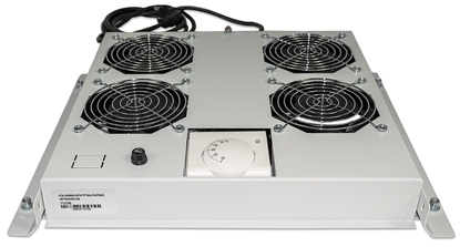 Picture of Intellinet 4-Fan Ventilation Unit for 19" Racks, Roof Mount, with Thermostat, Grey