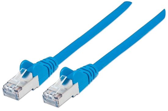 Picture of Intellinet Network Patch Cable, Cat6, 5m, Blue, Copper, S/FTP, LSOH / LSZH, PVC, RJ45, Gold Plated Contacts, Snagless, Booted, Lifetime Warranty, Polybag