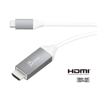 Attēls no j5create JCC153G-N USB-C™ to 4K HDMI™ Cable, Grey, 1.5 m
