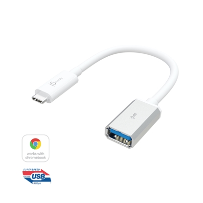Picture of j5create JUCX05 USB-C® 3.1 to USB™ Type-A Adapter, White and Silver