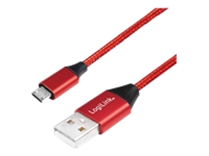 Attēls no Kabel USB LogiLink USB-A - microUSB 0.3 m Czerwony (CU0151)