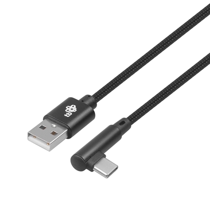Изображение Kabel USB-USB C 1.5m kątowy, czarny sznurek