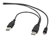Picture of Kabelis Gembird Dual USB Male - MiniUSB Male 0.9m Black